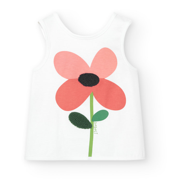 Camiseta niña estampada, tirantes, blanco, 228103