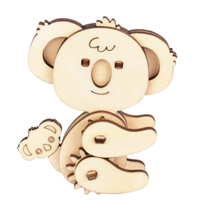 Mini puzzle meccanico 3D in legno. Design Koala. 18 pezzi.
