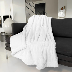 Plaid imitation "Lapin" - Cocoon Blanc - 610g/m²