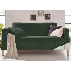 Copridivano 2 Posti Elasticizzato In Tinta Unita Effetto Velluto Modello Morbidissimo Colore Verde