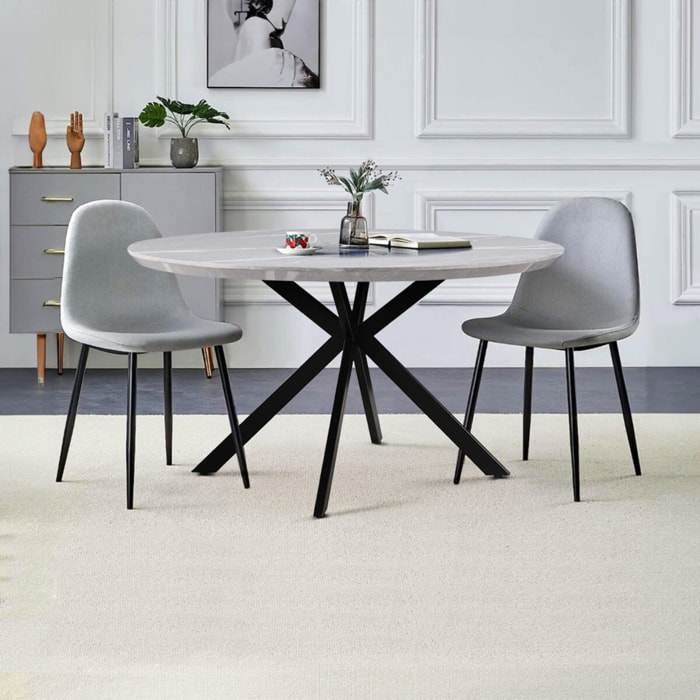 Tavolo cucina 140 cm con top effetto marmo grigio chiaro - Gabry