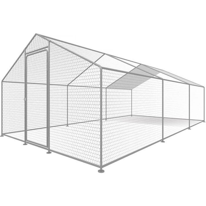 Enclos à poules 18 m² parc grillagé 6 x 3 x 2 M acier galvanisé