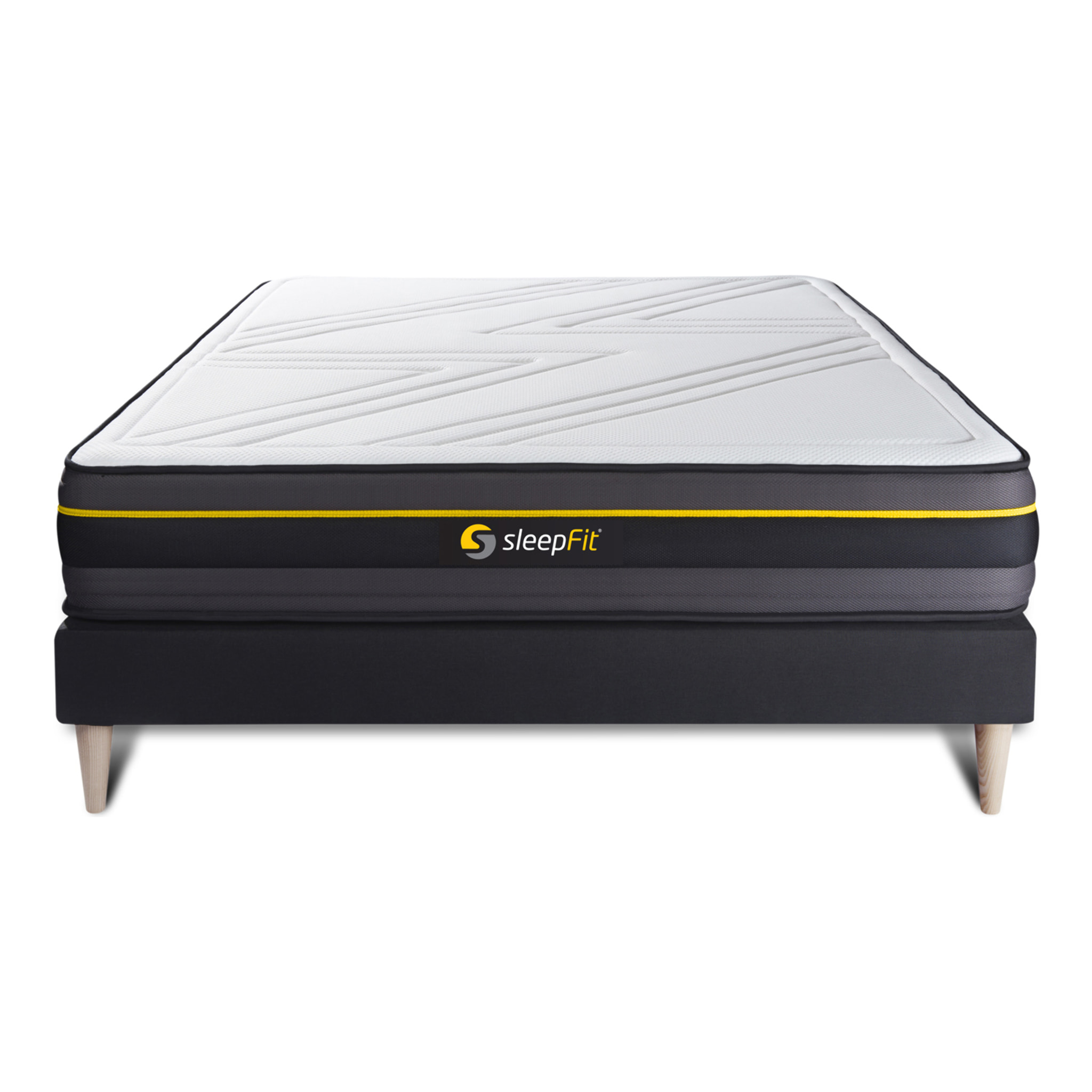 Ensemble matelas ACTIVE + sommier kit noir