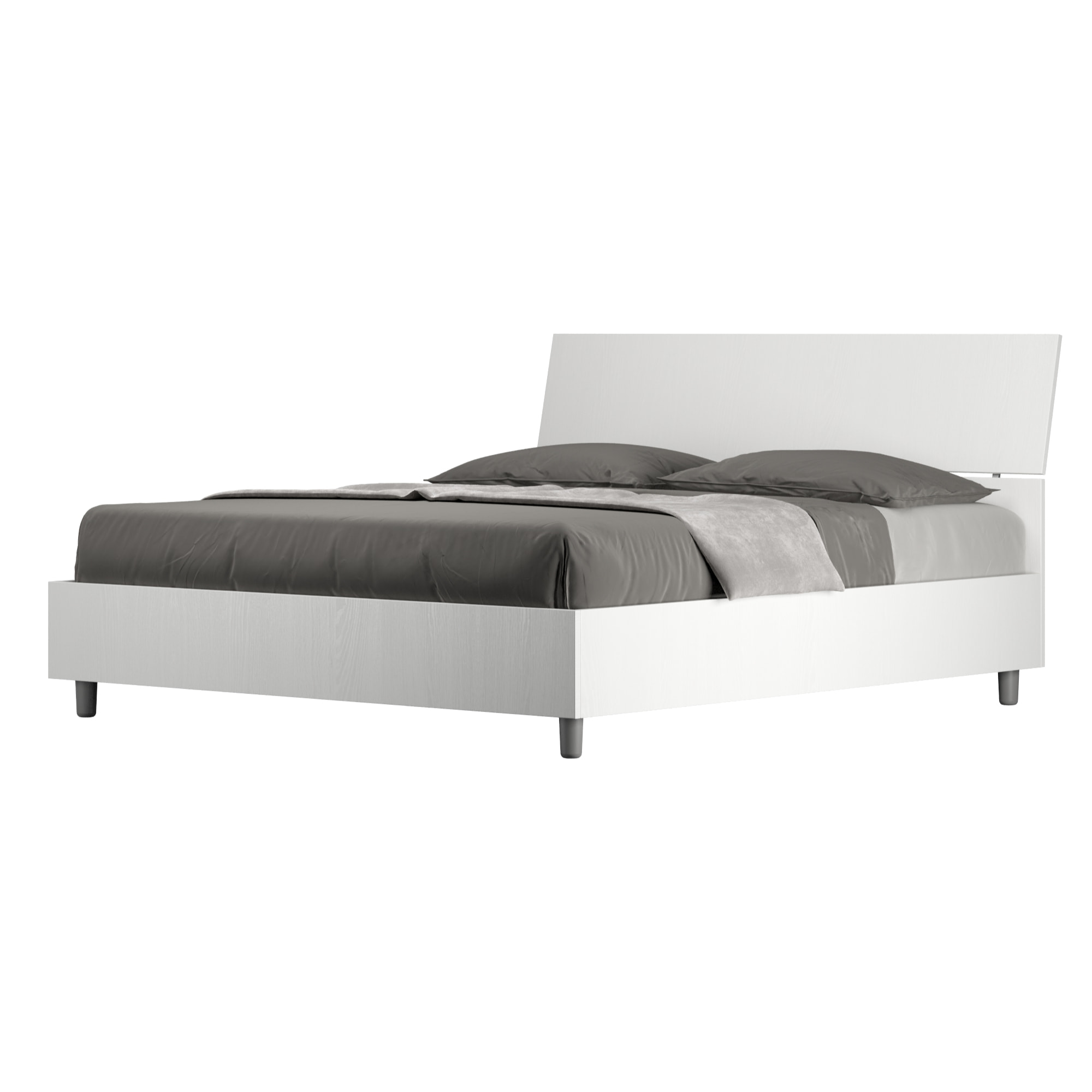Letto con rete 160x200 testata inclinata bianco frassino Demas