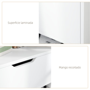 Mesita de Noche Moderna, Mesilla de Noche con Cajón y Estantes Pequeños y Compartimiento, Mesita Auxiliar para Dormitorio, Salón, 45x35x73 cm, Blanco