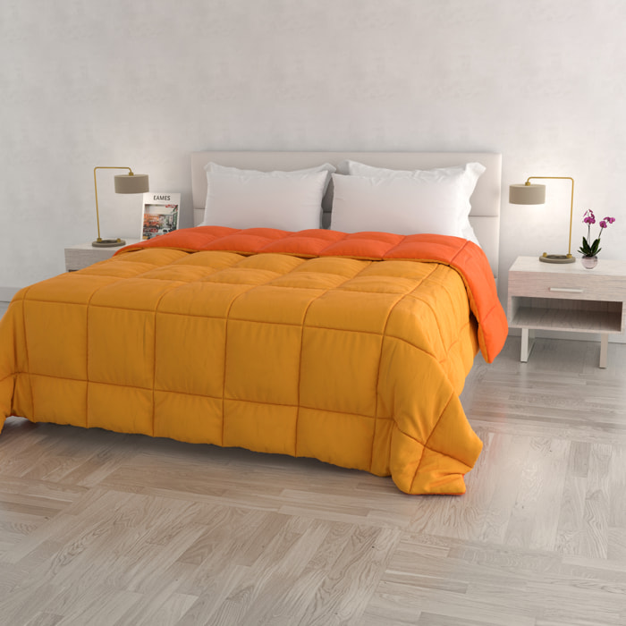 TRAPUNTA INVERNALE ELEGANT, 300gr, Microfibra, Doubleface, Made in Italy - ARANCIONE/GIALLO