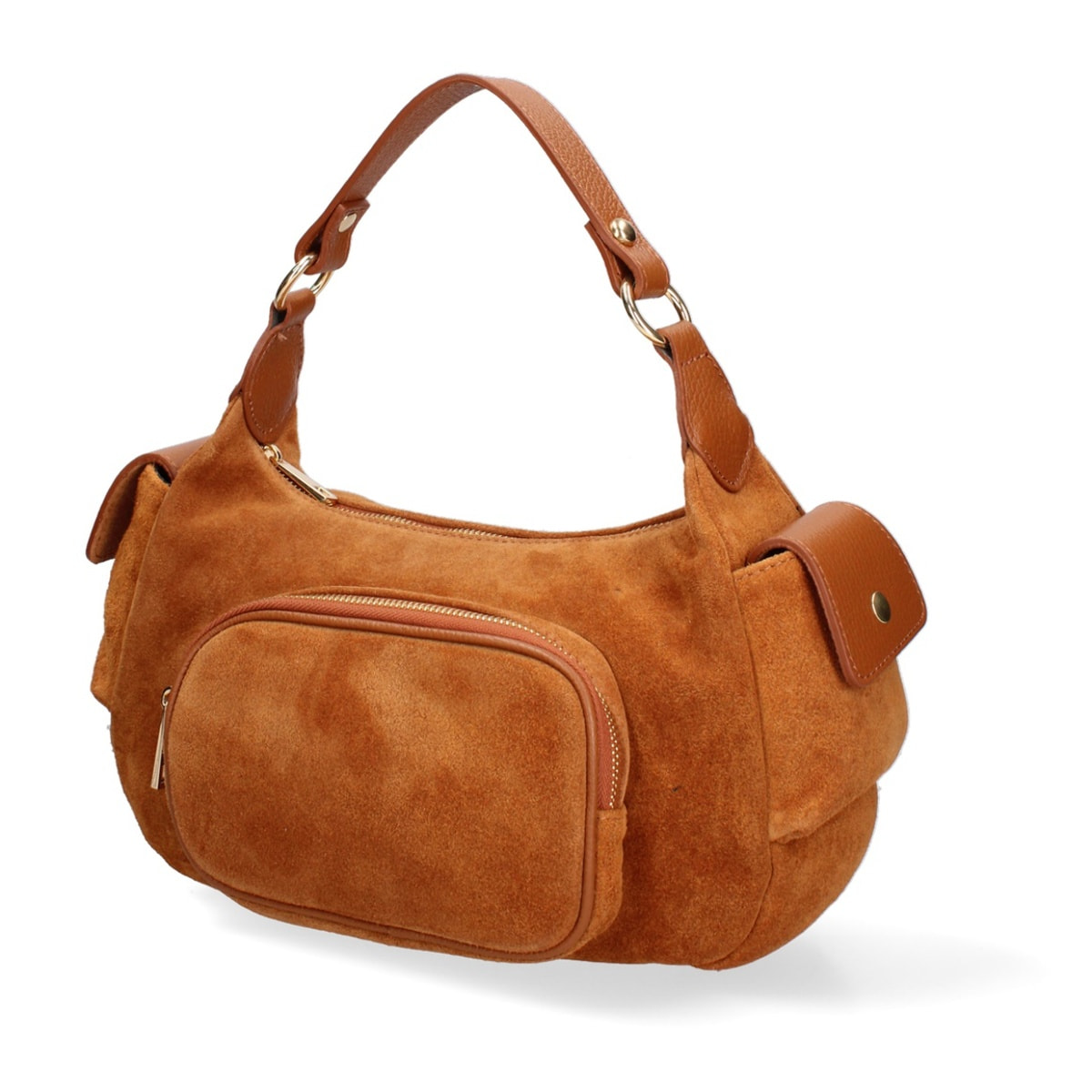 Borsa a spalla da donna Made in Italy - Modello Ardena - Pelle scamosciata - 30.0 x 17.0 x 12.0 cm