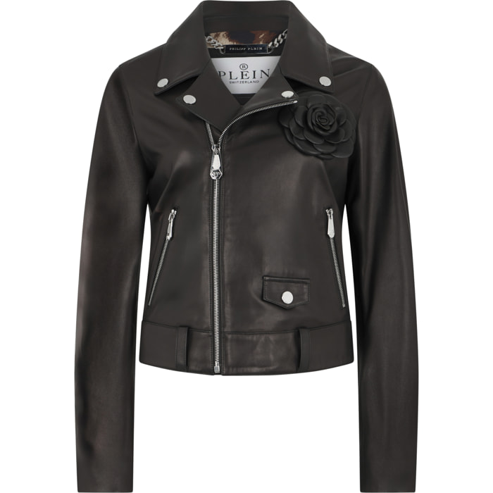 PHILIPP PLEIN Chaqueta biker oversize FLOWER