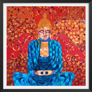 Affiche deco voyage en terre de bouddha Affiche + cadre en bois - Noir