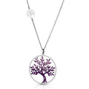 Collana Hiriwa 925 Albero Della Vita Glitter Viola Argento