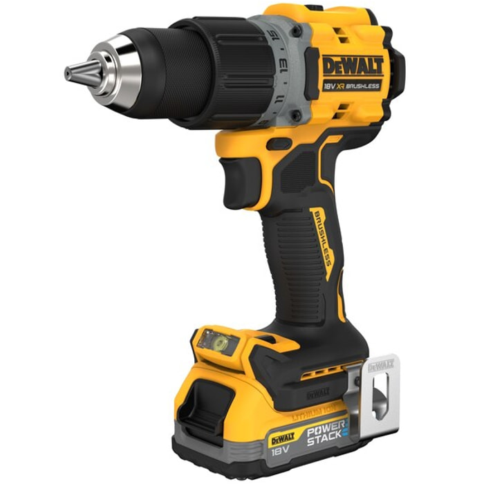 Perceuse visseuse compacte XR 18V 1.7Ah Li-Ion brushless Powerstack DEWALT - DCD800E2T-QW