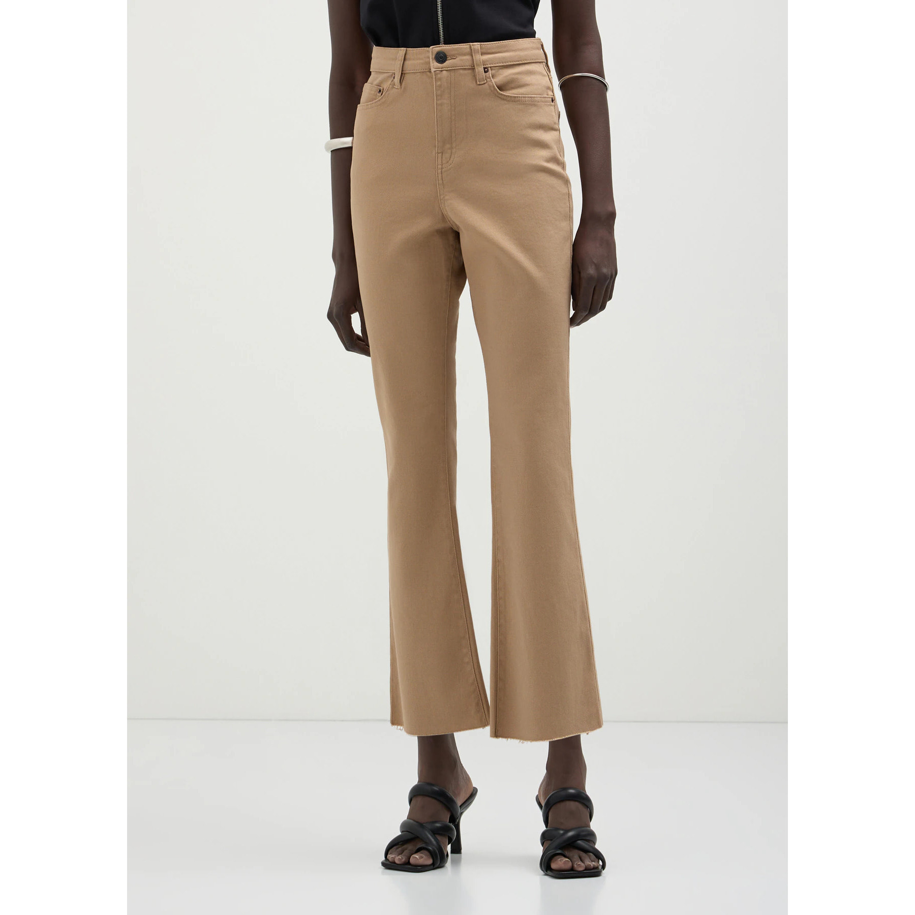 Pantalone cropped flare in cotone