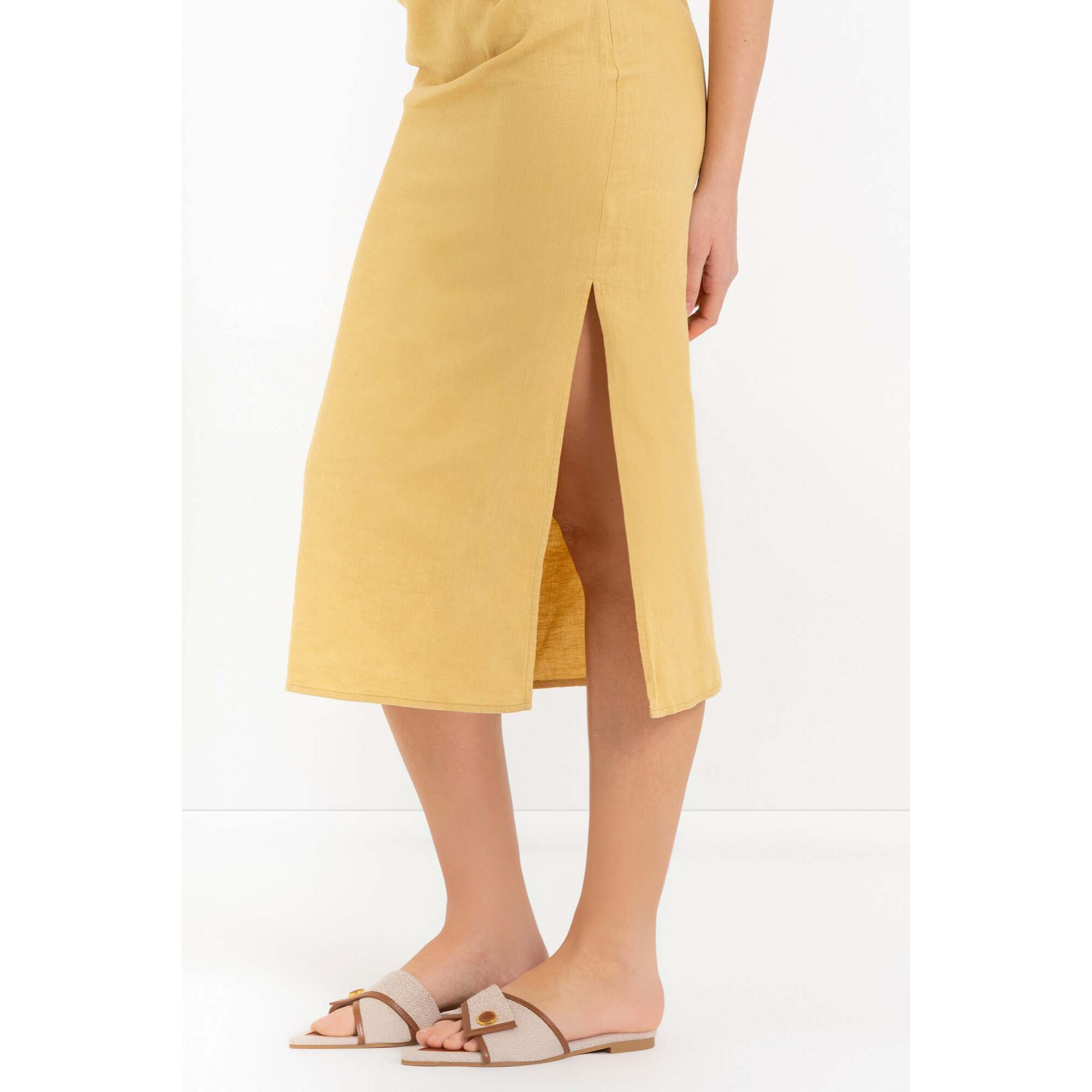 Kocca - Abito midi monospalla in lino e cotone con spacco Donna