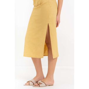 Kocca - Abito midi monospalla in lino e cotone con spacco Donna