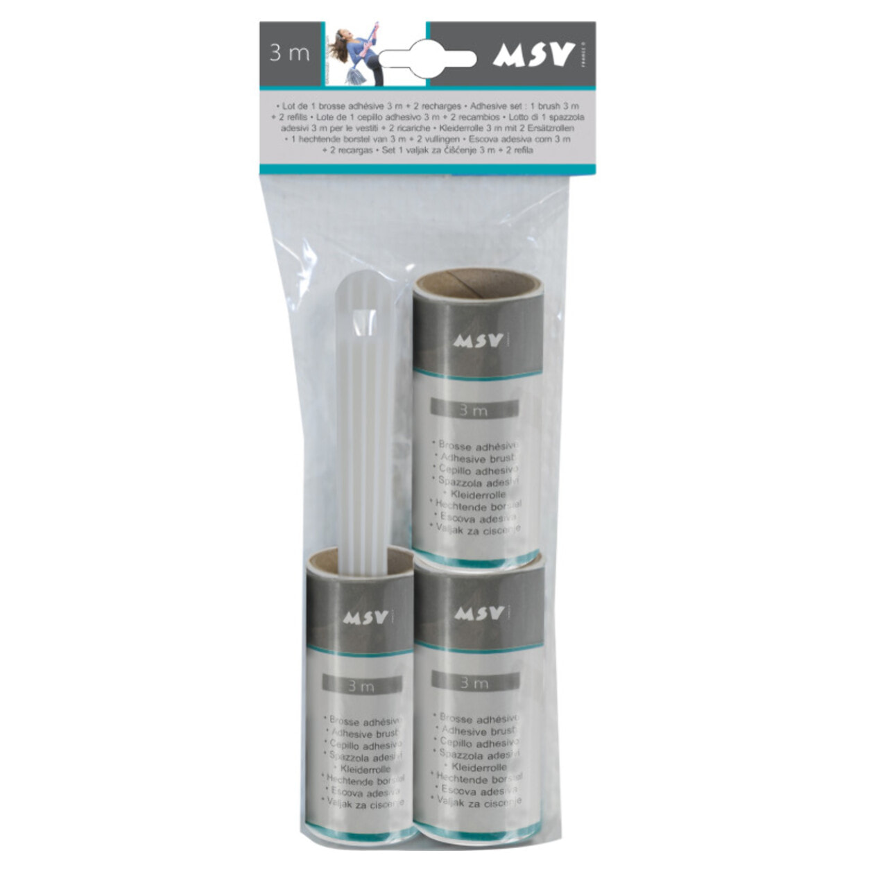 Brosse rouleau adhesive à  vêtement + 2 recharges 3M MSV