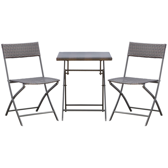 Ensemble meubles de jardin design table carré et chaises pliables résine tressée 4 fils métal noir