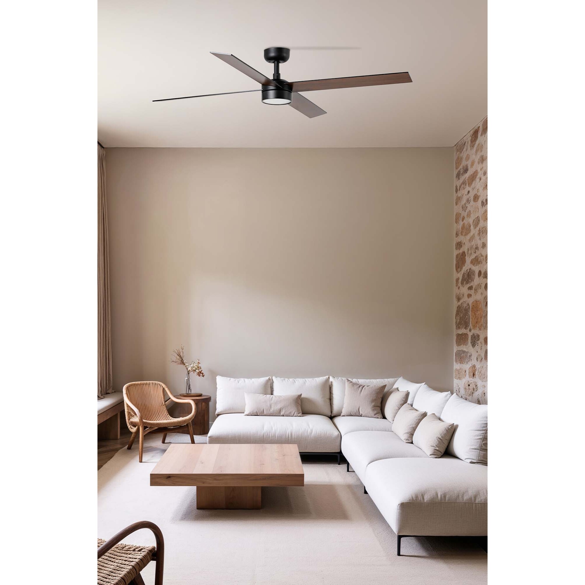 RUDDER L 4 LED Ventilatore a soffitto nero/noce TUYA