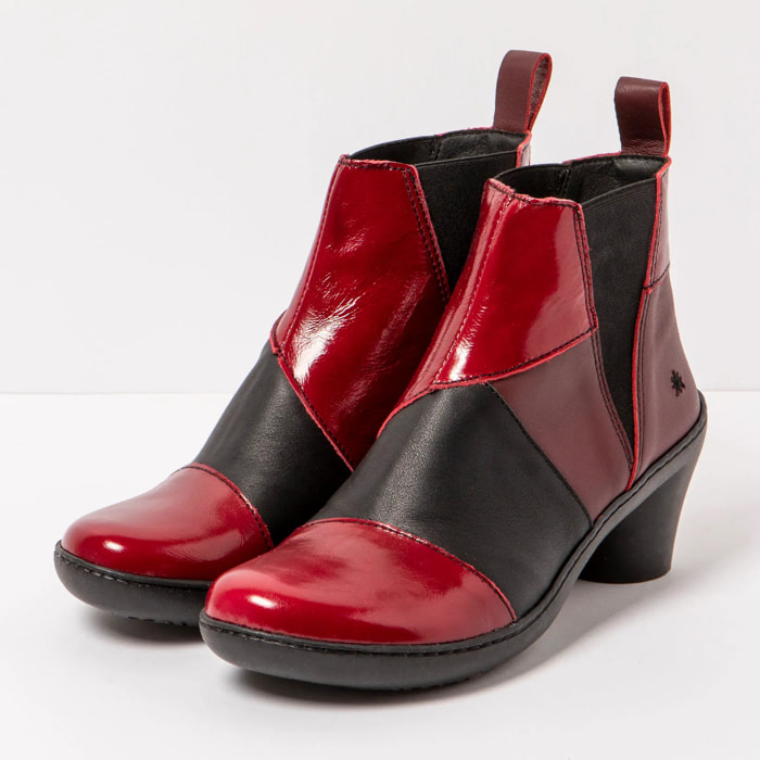 Botines con tacón 1453 MULTI LEATHER RED-BLACK/ ALFAMA color Red-black