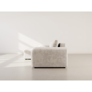 Rebecca - canapé d'angle gauche 4 places convertible avec coffre en velours texturé - Beige