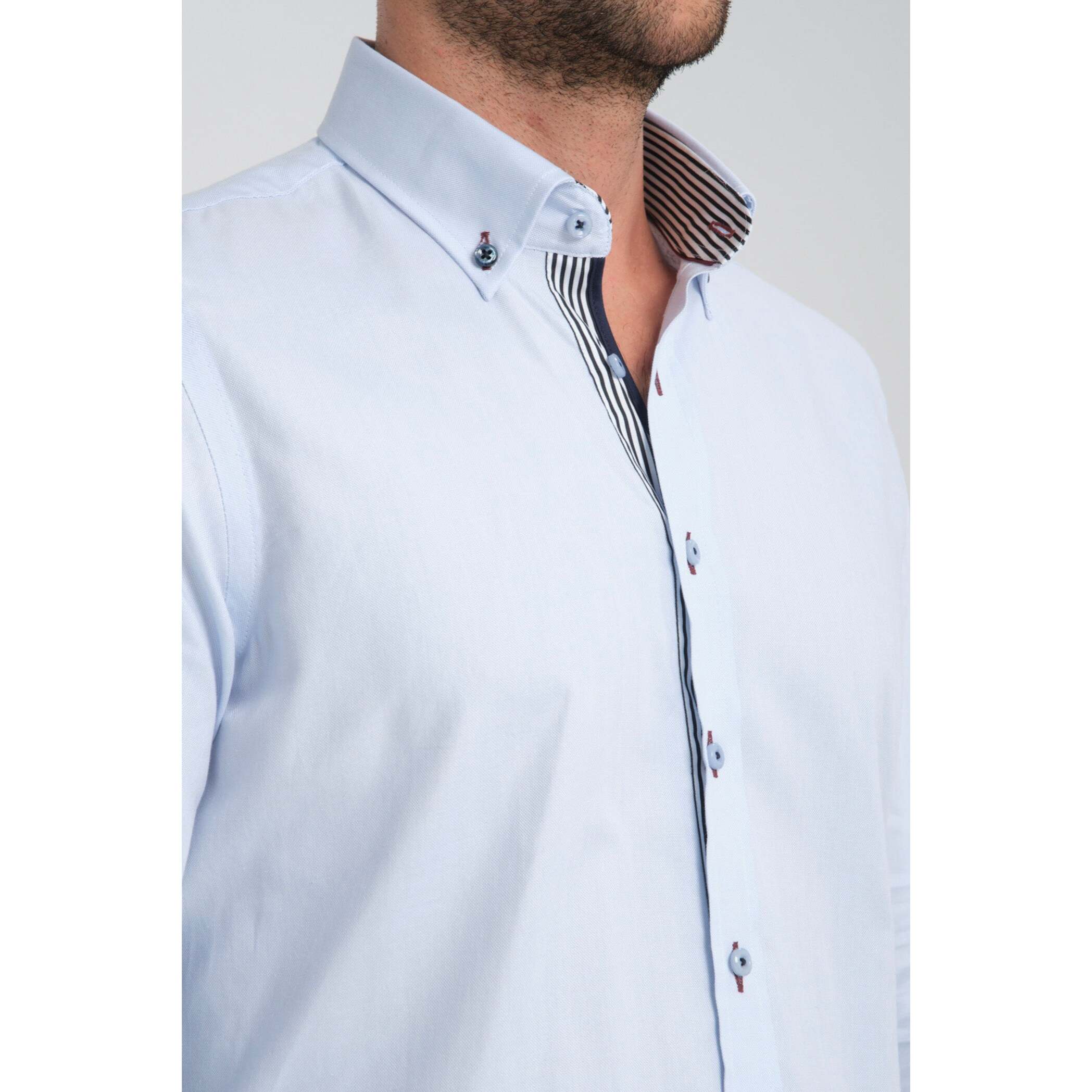 Camicia Uomo Botton Down Slim Oxford unito Celeste