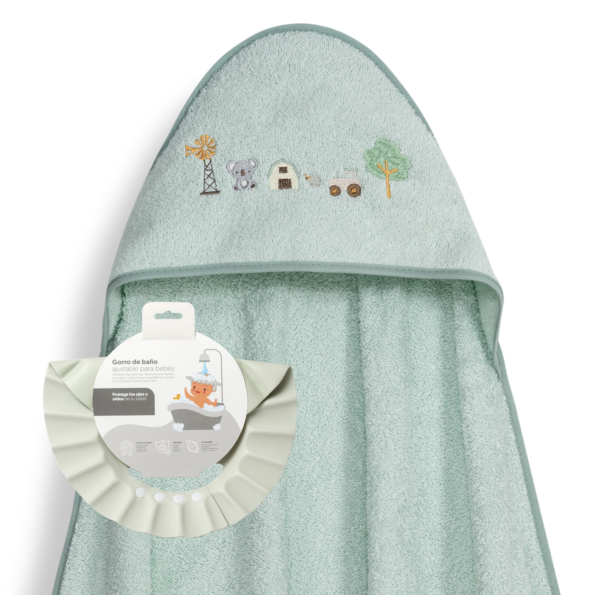 Capa Baño 1X1 Mod Granja Koala+ Gorro Verde