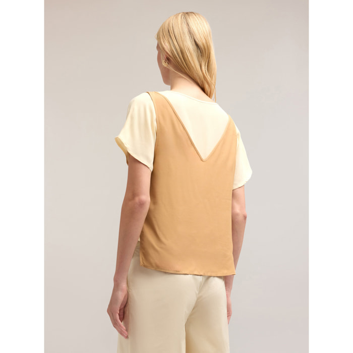 Motivi - Blusa doble de viscosa - Beige