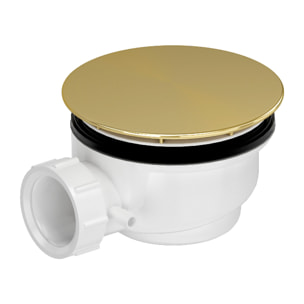 Bonde de Receveur Diamètre 90 mm - Capot Or Doré Brossé - Evacuation Horizontale