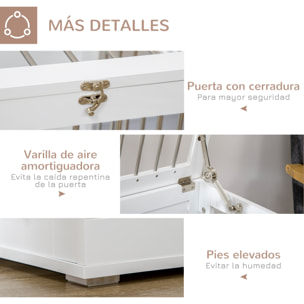 Jaula para Perros Medianos 2 en 1 Mesa Auxiliar Estilo Moderno con 2 Puertas con Pestillo y Estructura de Acero Inoxidable Casa para Perros 80x50x56,5 cm Blanco