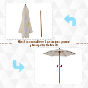 Sombrilla para Terraza de Poliéster Madera 2,5x2,25m Crema