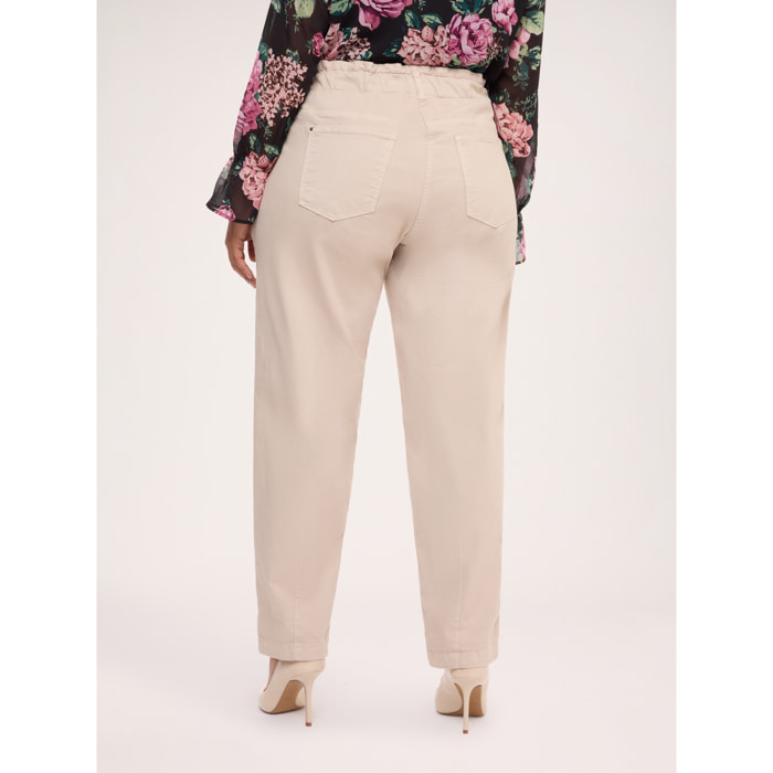 Fiorella Rubino - Pantaloni Balloon in misto cotone - Beige