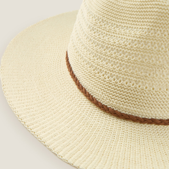 Sombrero playa tira cuero Blixem color blanco