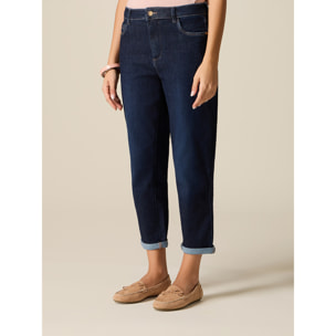 Oltre - Jeans boyslim con risvolto - Blu