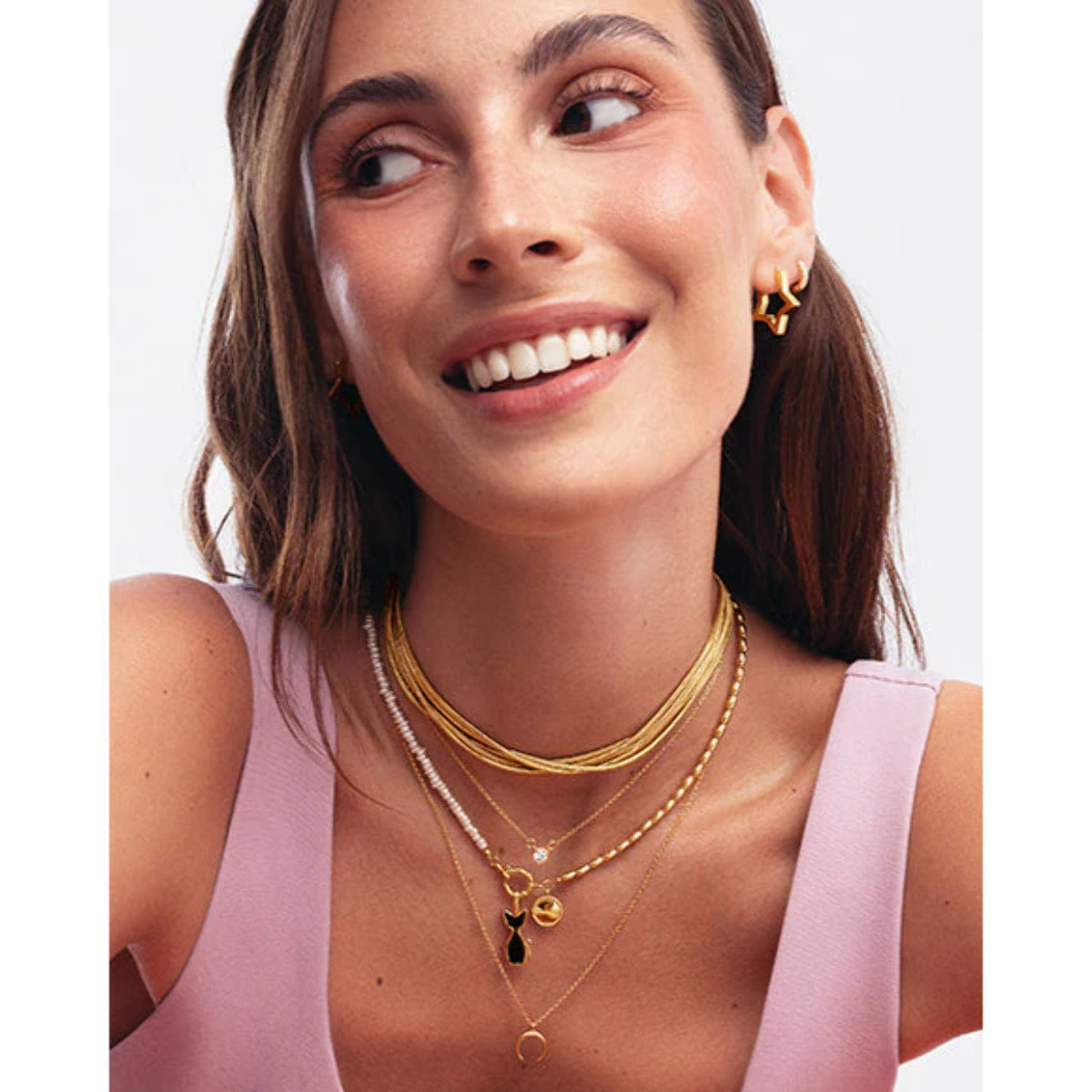 Pendientes Superstar Acero Baño Oro