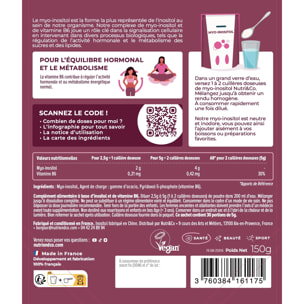 NUTRI & CO Myo-Inositol Pure en poudre + Vitamine B6 - SOPK, Soutien Hormonal & Métabolique - 150g goût neutre