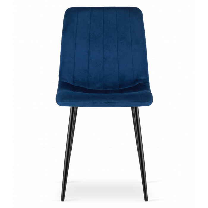 Sedia Lava in velluto blu scuro con gambe in metallo
