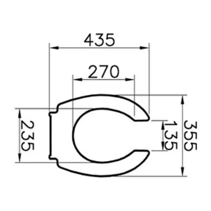 Abattant WC ouvert 36x44x4 cm, en Duroplast, sans couvercle, blanc (128-003-006)