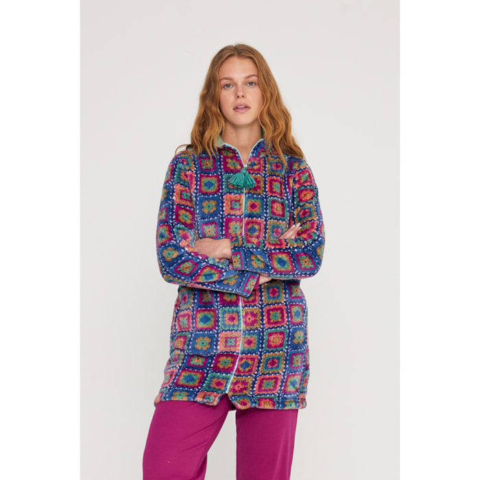 Vestaglia donna folk in coral con zip Noidinotte