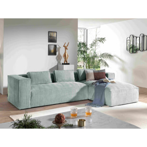 Stella - canapé d'angle droit en velours côtelé - 4 places -style contemporain - Bleu