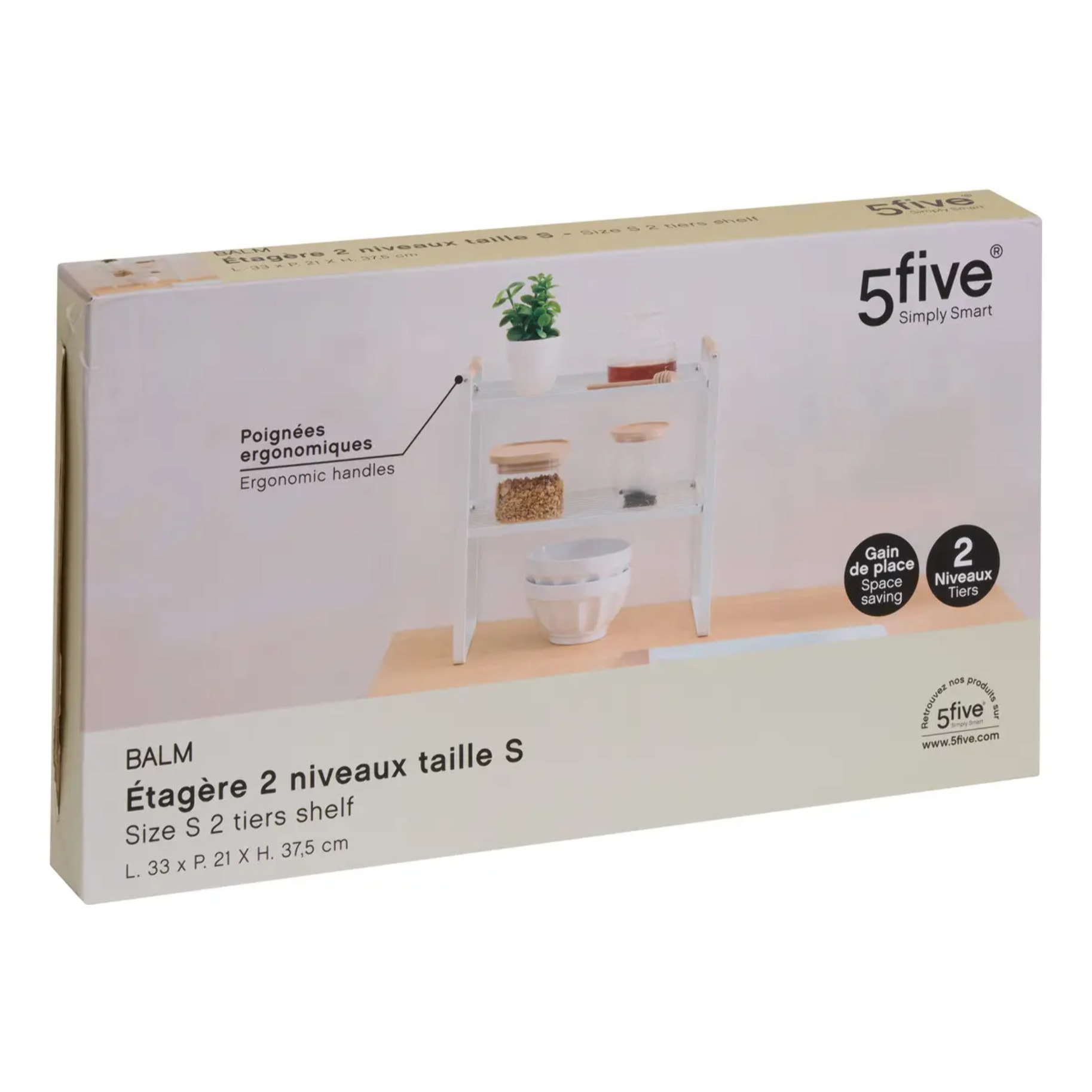 Etagère 2 niveaux Balm blanc L33cm