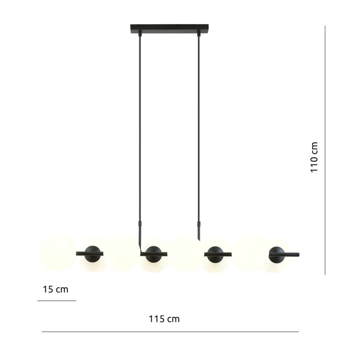 Lampada a sospensione RORY in acciaio nero e vetro opale