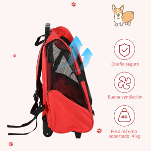 Transportin Carrito para Perro de Oxford 36x30x49 cm Rojo