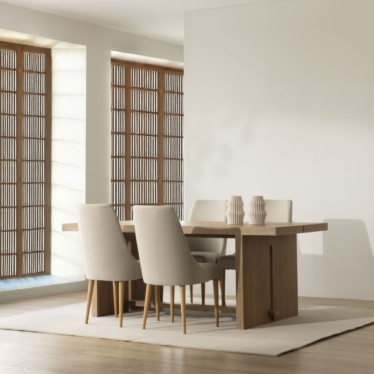 Table à manger Singra -structure en bois tropicaux/planche en fibres-couleur antique 200 x 76 x 90 cm