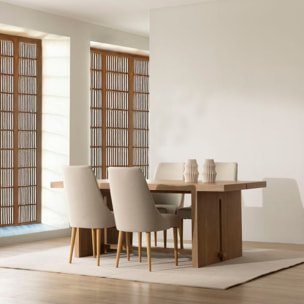 Table à manger Singra -structure en bois tropicaux/planche en fibres-couleur antique 200 x 76 x 90 cm