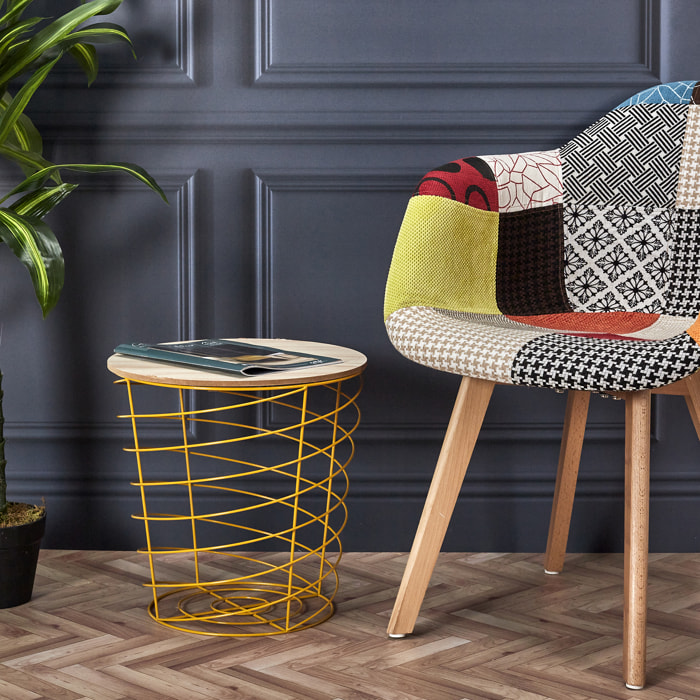 Table Filaire Bois Et Metal Cyclone Jaune