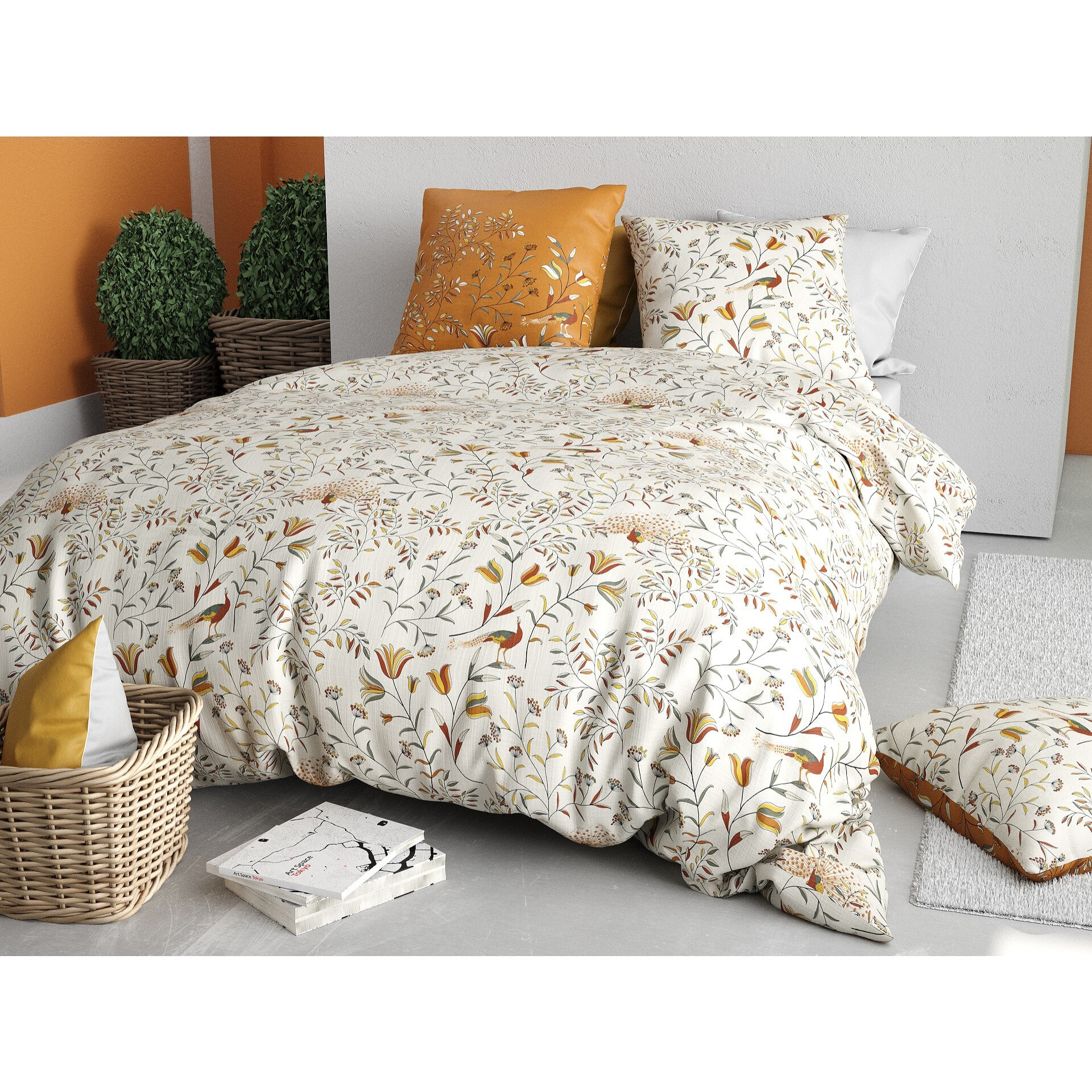 Parure housse de couette 100% coton 57fils + 2 taies Demil