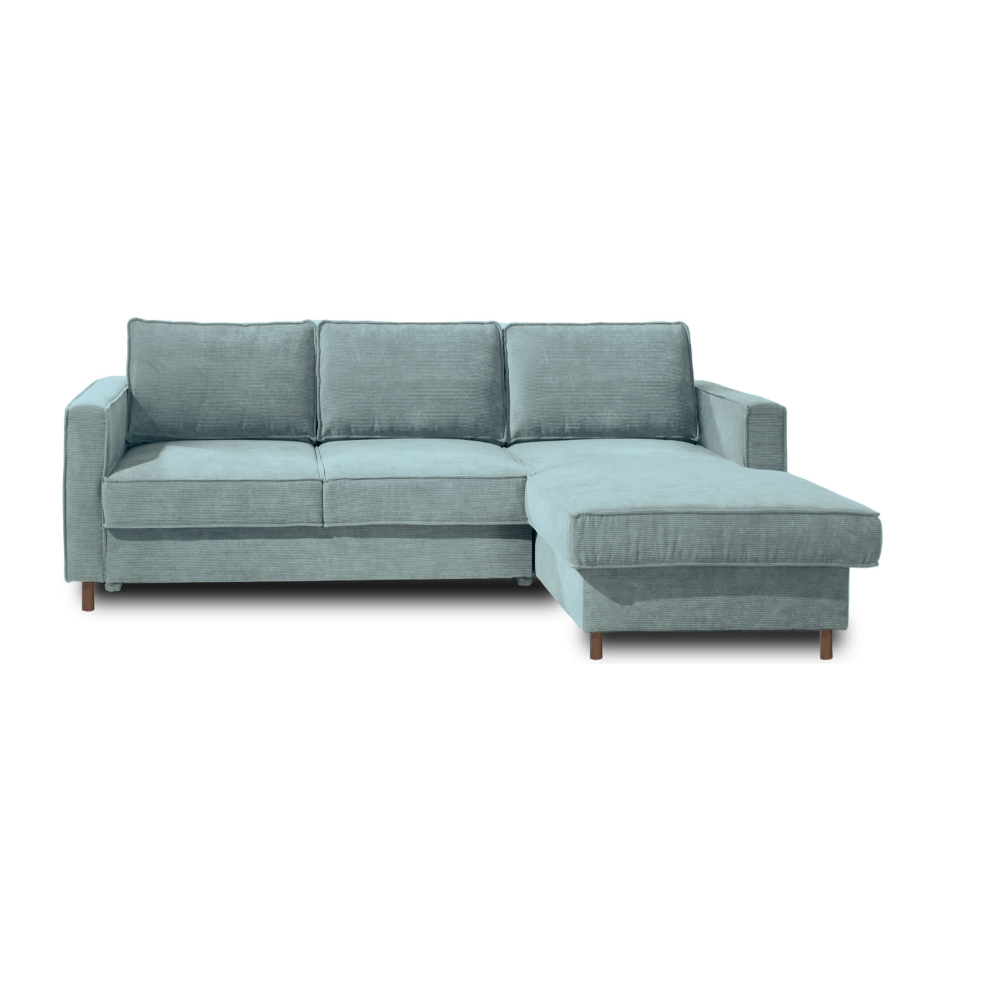 Jake - canapé d'angle droit - convertible avec coffre - 4 places - en velours côtelé - Bleu