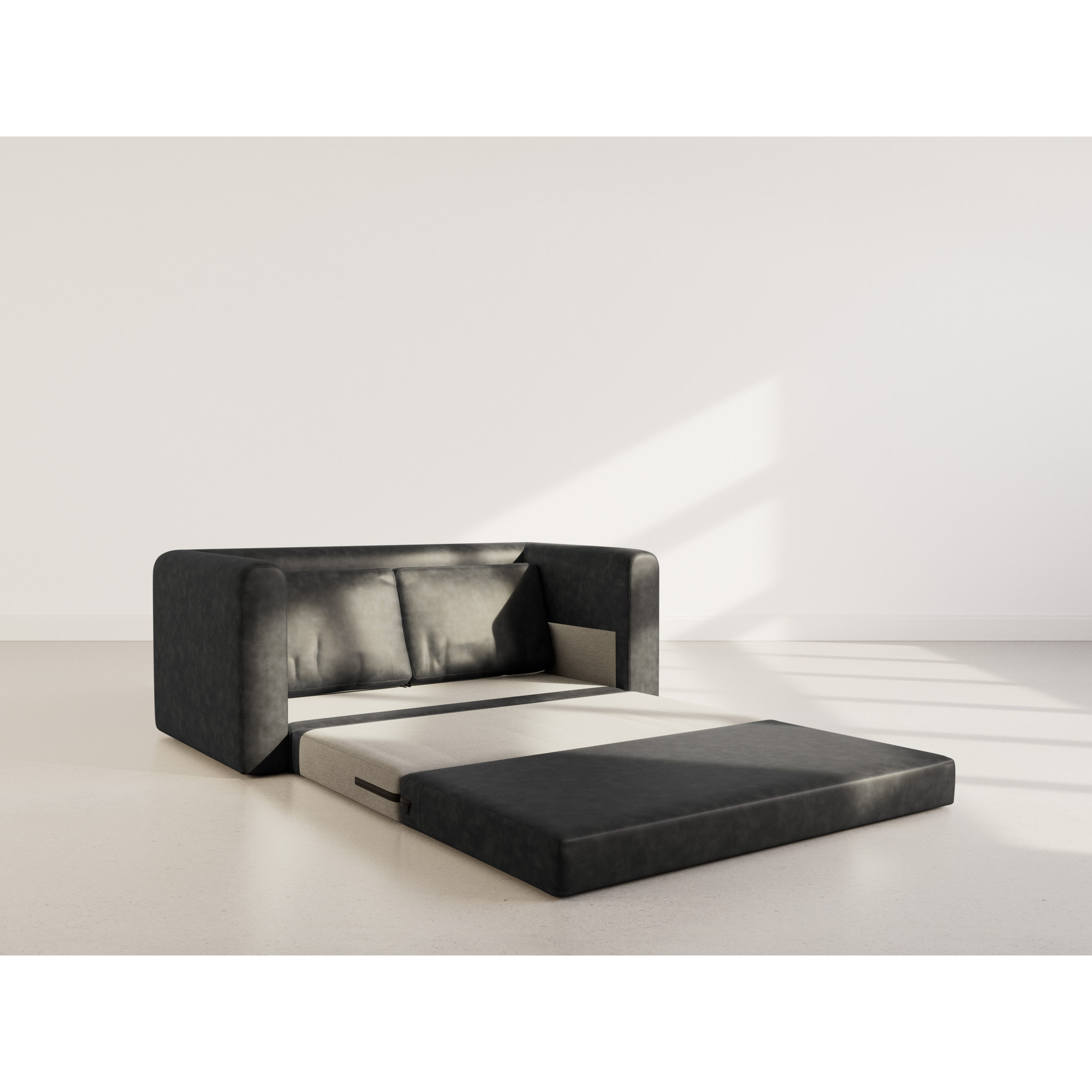 Marilia - canapé 2 places convertible déplimousse en simili - Noir