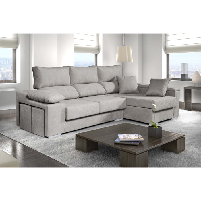 Sofá Chaiselongue Rubí de Tela Antimanchas Derecha Color Gris