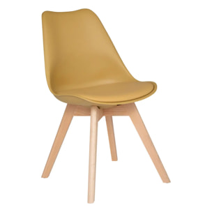 Chaise "Baya" - pieds en hêtre - jaune ocre