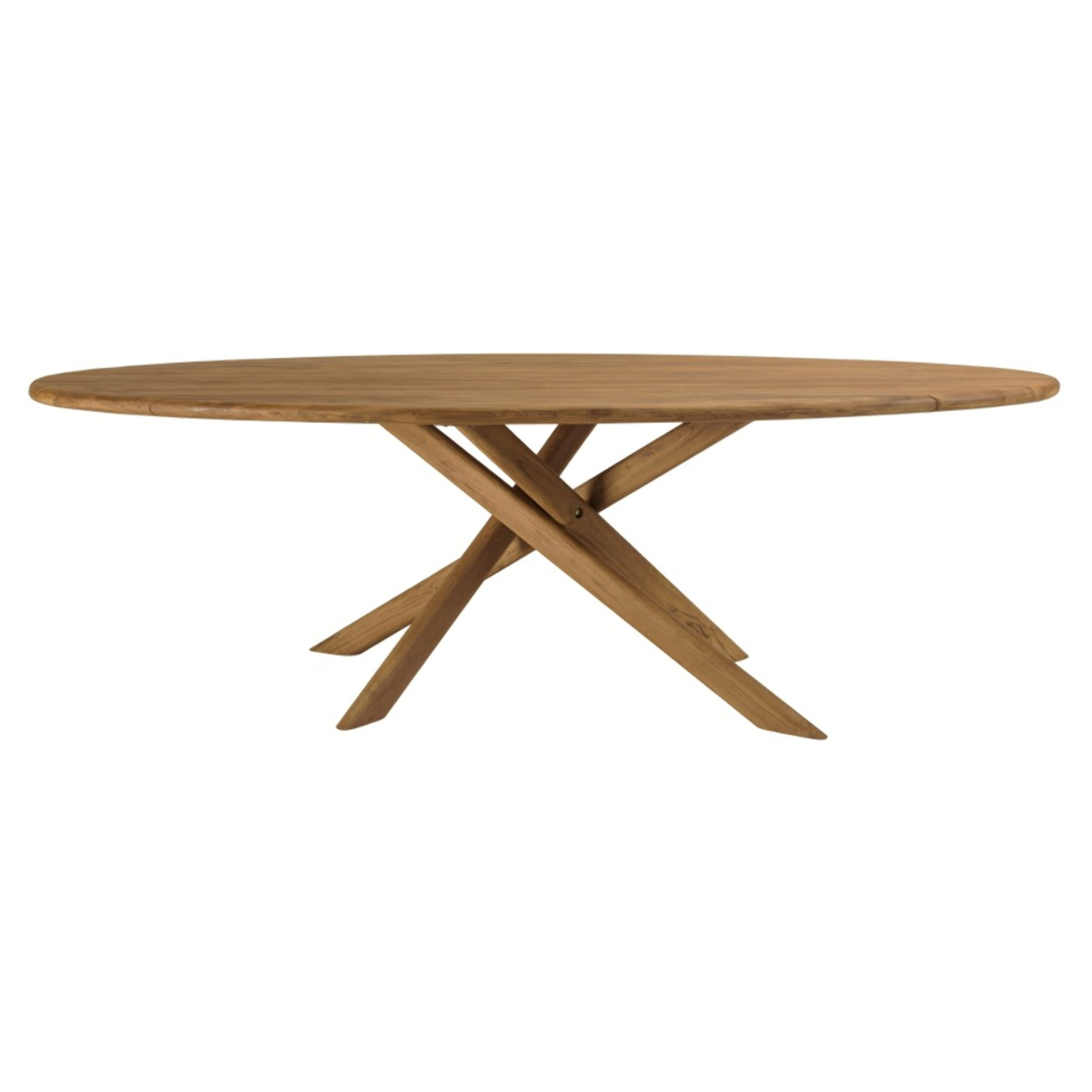 COLINE - Table à manger de jardin ovale 240x120cm en bois de teck recyclé (2 COLIS)